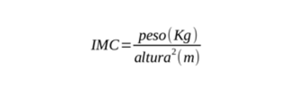 Indice de masa corporal igual a peso en kilogramos entre altura en metros al cuadrado