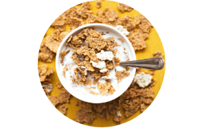 Tazón de ceral con leche