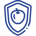manzana sobre escudo